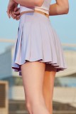 Plain High Waist Pleated Skort