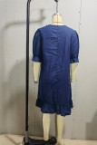 Flare Sleeves Ruffle Plain Mini Dress