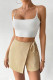 Apricot Zipper Textured Shorts
