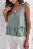 Green Sleeveless Ruffle Top