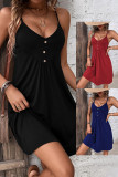 Plain Spaghetti V Neck Dress