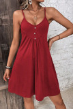 Plain Spaghetti V Neck Dress