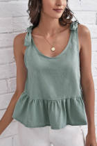 Green Sleeveless Ruffle Top