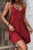 Plain Spaghetti V Neck Dress