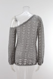 One SHoulder Eyelet Knitting Beach Dress