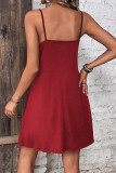 Plain Spaghetti V Neck Dress