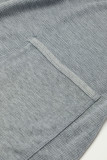 Gray Waffle Knit Spaghetti Straps Loose Fit Jumpsuit