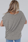 Gray Crochet Lace Detail Oversized Tee