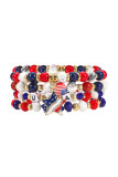 Independence Day US Flag Beads Bracelet