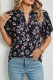 V Neck Floral Puff Sleeves Top