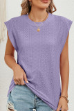 Plain Eyelet Flutter Sleeves Top