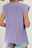Plain Eyelet Flutter Sleeves Top