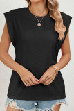 Plain Eyelet Flutter Sleeves Top