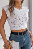 Heart Jacquard Knitting Crop Top