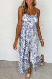 Floral Printed Wide Leg Slip Jumpsuit