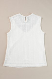 White Guipure Lace Crochet Keyhole Back Tank Top