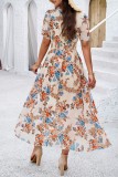 V Neck Splicing Floral Dress
