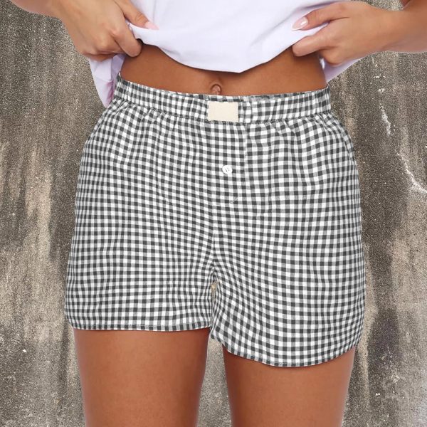 Retro High Waist Plaid Shorts