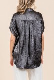 Plain Metalic Open Button Blouse