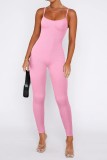 Plain Spaghetti One Piece Knitting Jumpsuit