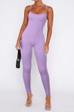 Plain Spaghetti One Piece Knitting Jumpsuit