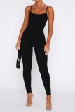 Plain Spaghetti One Piece Knitting Jumpsuit