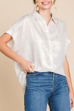 Plain Metalic Open Button Blouse