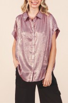 Plain Metalic Open Button Blouse