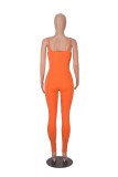 Plain Spaghetti One Piece Knitting Jumpsuit