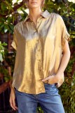 Plain Metalic Open Button Blouse
