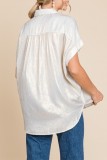 Plain Metalic Open Button Blouse