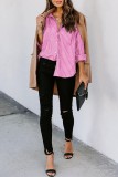 Striped Open Button Long Sleeves Blouse Shirt