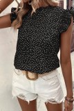 Polka Dot Ruffle Sleeves Top