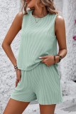 Ribbed Knitting Sleeveless 2PCS Set