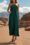 Green Halter Neck Off Shoulder Maxi Dress