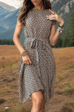Floral Splicing Tie Waist Mini Dress