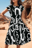 Floral Splicing Tie Waist Mini Dress