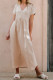 Apricot V Neck Button Short Sleeves Dress