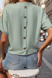 Mint V Neck Pocket Short Sleeves Blouse