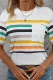 White Stripes Pocket Short Sleeves Top