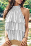 White Splicing Sleeveless Top