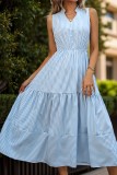 Blue Stripes Splicing Sleeveless Dress