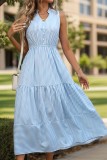 Blue Stripes Splicing Sleeveless Dress