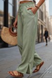 Green High Waist Wide Leg Pans
