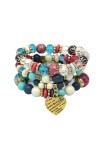 Heart Pendant Beads Bracelets MOQ 5pcs