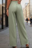 Green High Waist Wide Leg Pans