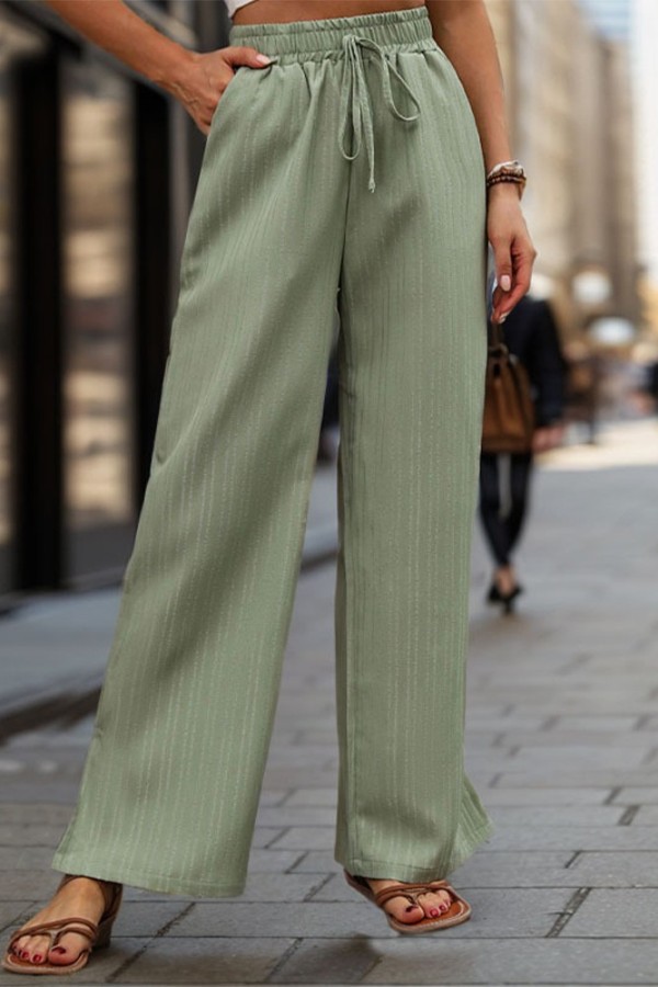 Green High Waist Wide Leg Pans
