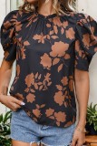 Puff Sleeves Floral Print Top