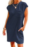 Plain Textured Pocket T-Shirt Dress