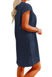 Plain Textured Pocket T-Shirt Dress